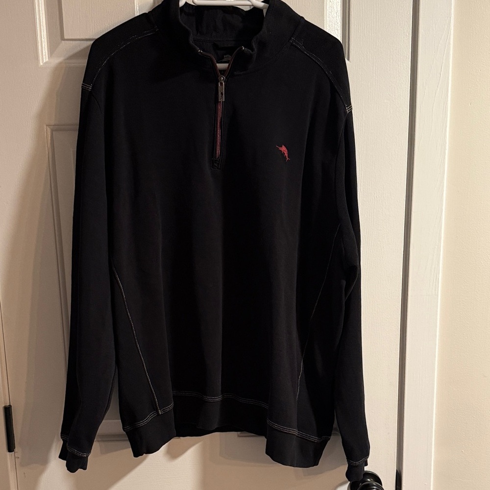 Men's Tommy Bahama Black Quarter-Zip Pullover